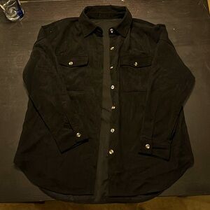Oversized Black Button-Up Shirt (Perfect for Fall/Winter!)